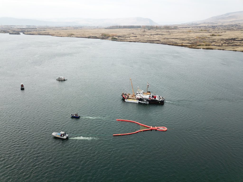 Arial shot of a spill drill