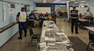 Planning Section and situation display at CPBR TTX held at Clean Rivers Cooperative Operations Training Facility