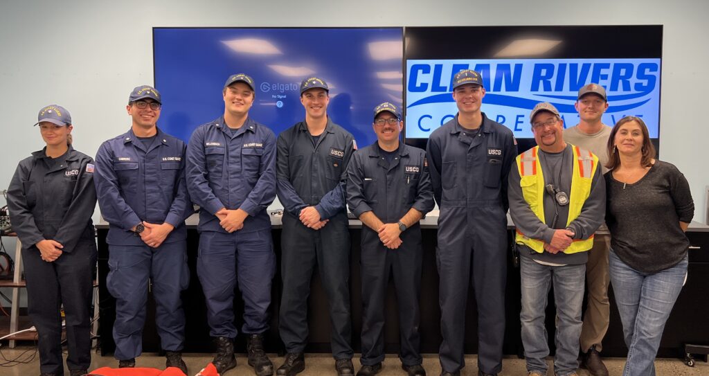 2023 Boom Rodeo 3rd Place Winners from the United States Coast Guard Sector Columbia River and Sector Portland pose with Clean Rivers Staff